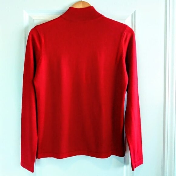 Sydney Easton Red Silk Cotton Long Sleeve Turtleneck Sweater - Picture 2 of 4